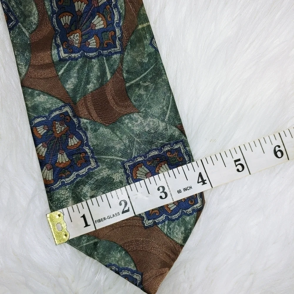 Vintage Silk Tie Green Brown 57